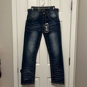 True Luck Straight Leg Washed Denim Jean's